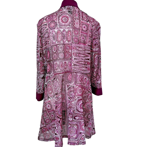 R&M RICHARDS Open Front Layering Cardigan Size 12 | Textured Sheer Purple Pink - Picture 8 of 11